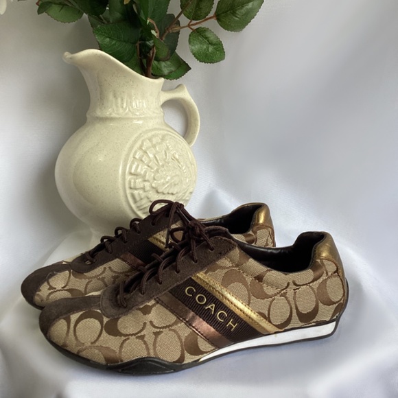 Coach Jayme Q582 Signature Khaki/Chestnut C125 Runner - Picture 4 of 6